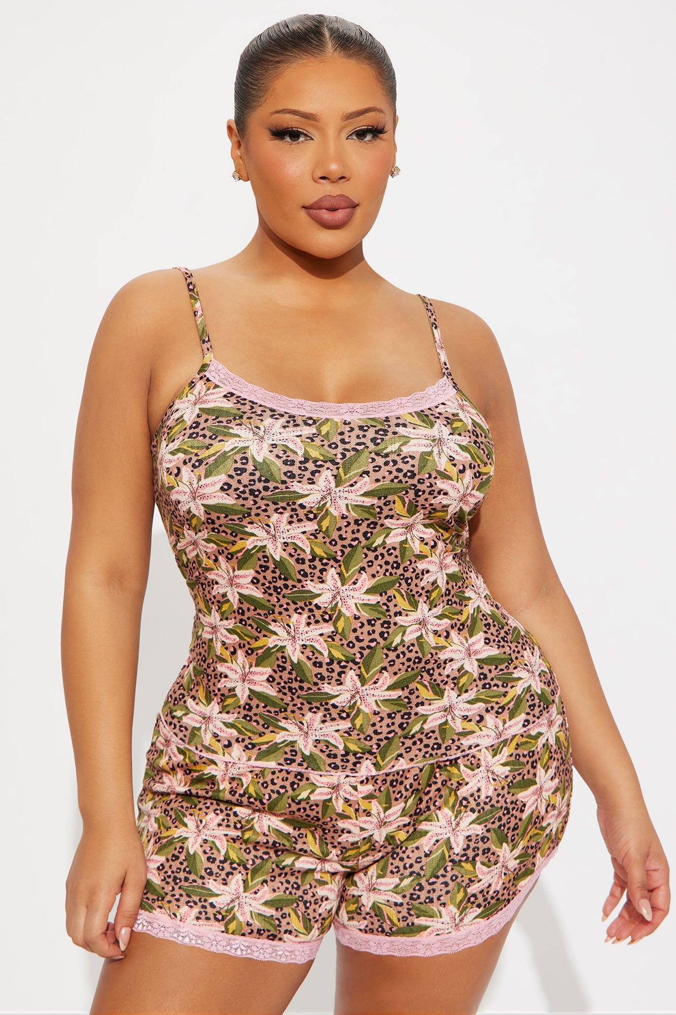 Wild Tropics Pointelle Cami PJ Short Set - Leopard Product Image