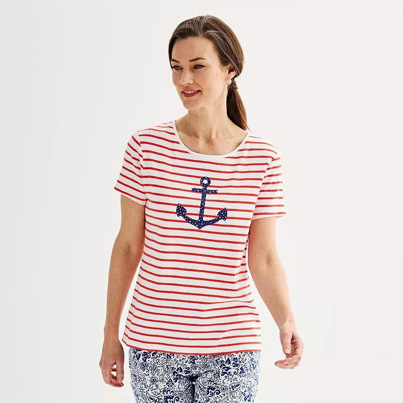 Women's Croft & Barrow® Essential Crewneck Tee, Size: XL, Red Usa Graphic Product Image
