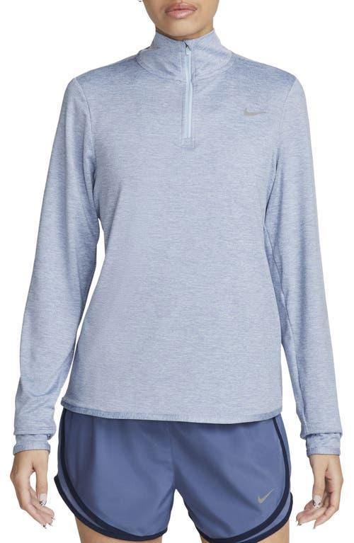 Nike Women's Swift Element Quarter-Zip Running Top in Blue/Light Armory Blue Size Large Polyester/Spandex/Fiber Product Image