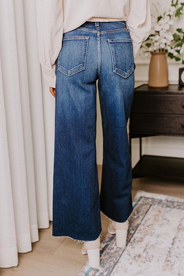 JUST USA Natalia High Waist Wide Leg Jean in Dark Wash Product Image