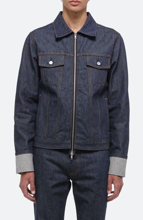 Men's Cuffed Raw Denim Trucker Jacket Product Image