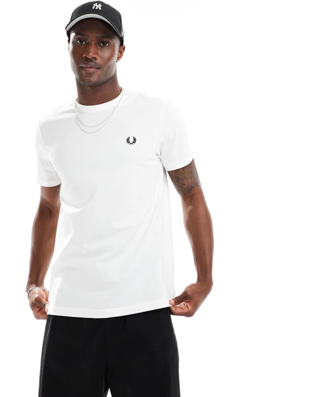 Fred Perry rear powder laurel t-shirt in white Product Image