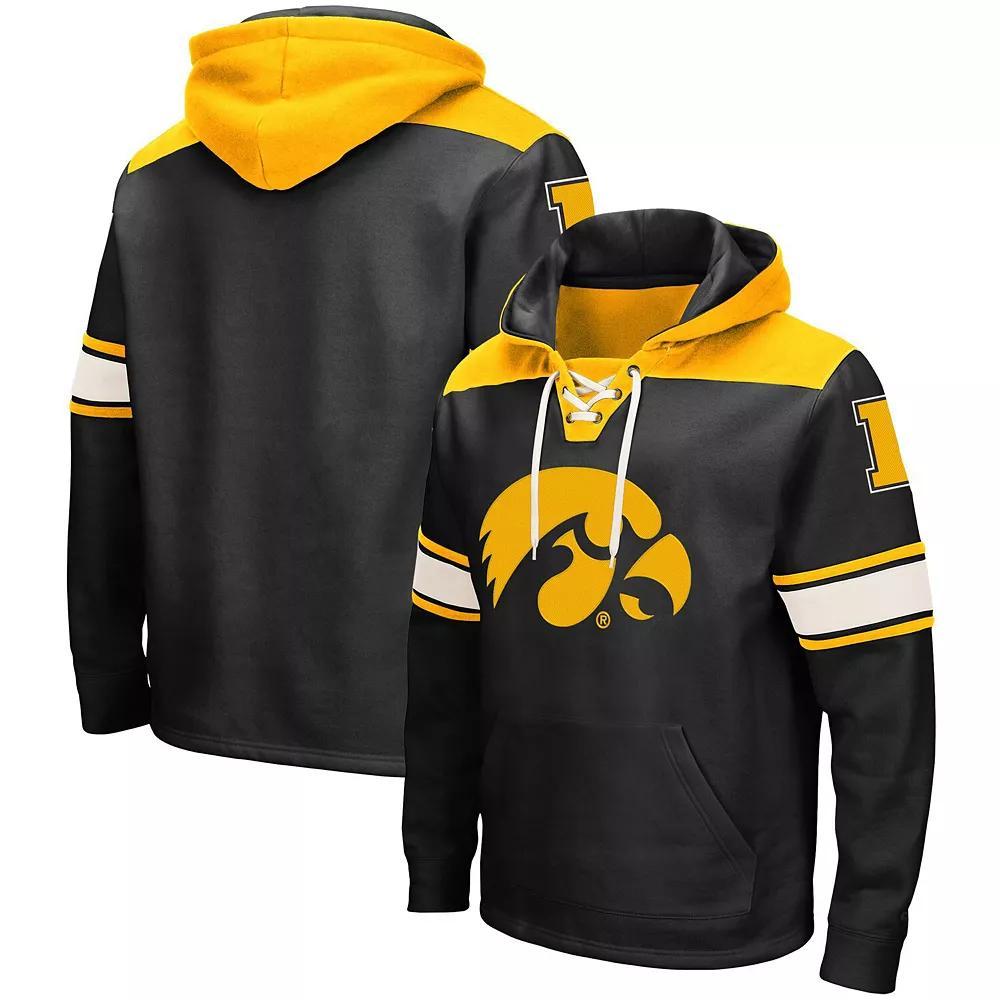 Men's Colosseum Black Iowa Hawkeyes 2.0 Lace-Up Pullover Hoodie, Size: Medium Product Image