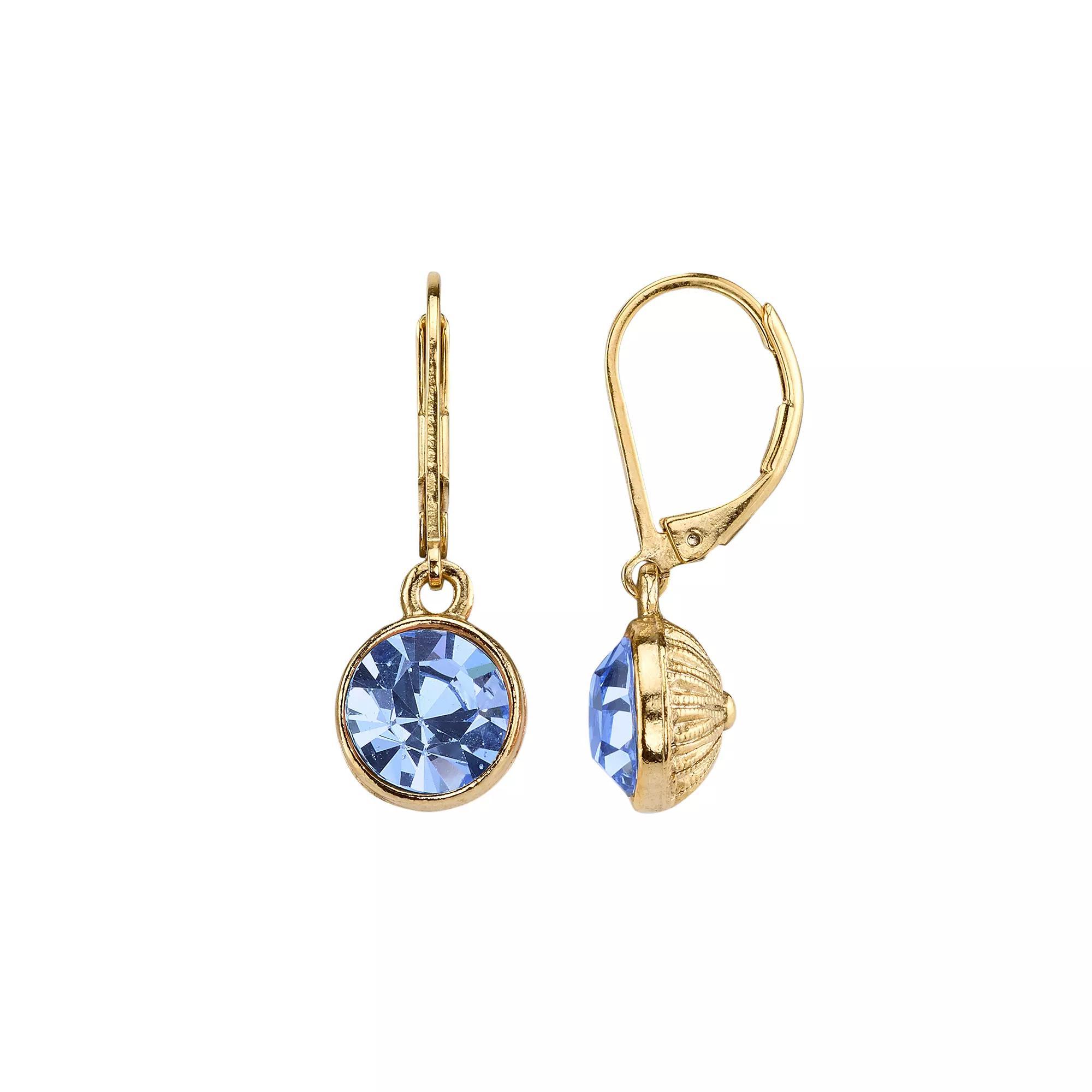 1928 Round Faceted Stone Drop Earrings, Womens, Blue Product Image