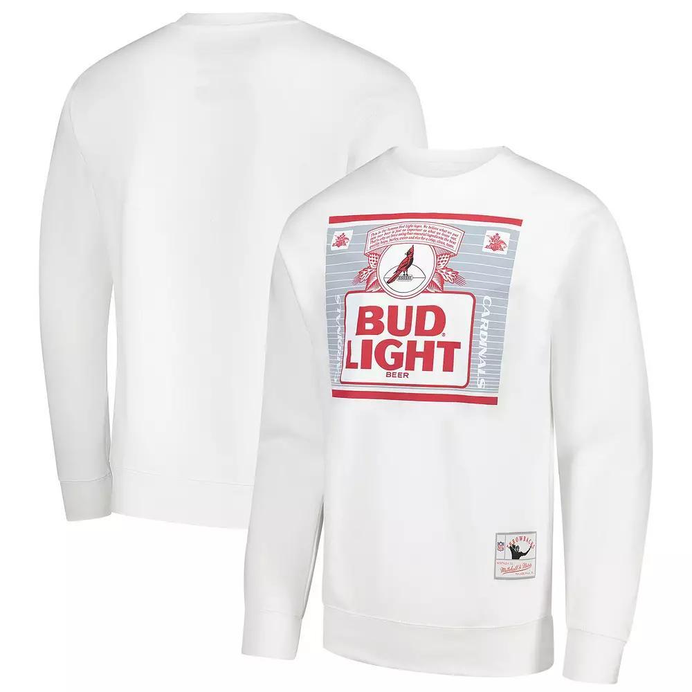 Men's Mitchell & Ness White Arizona Cardinals NFL x Bud Light The Crest Pullover Sweatshirt, Size: Small Product Image