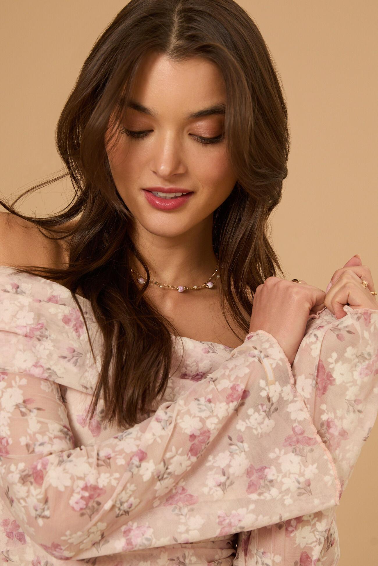 Macy Off-Shoulder Floral Mesh Top Product Image