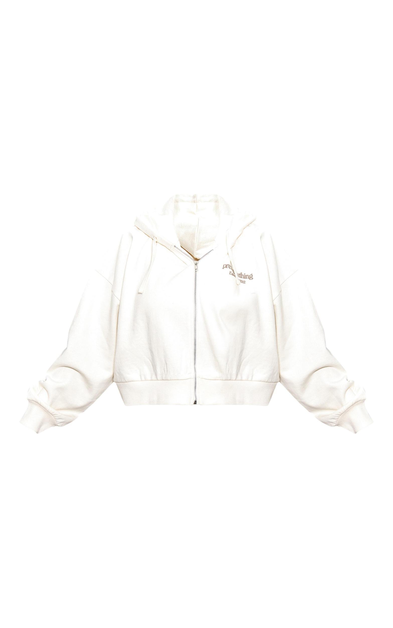 PRETTYLITTLETHING Plus Sand Printed Premium Zip Front Hoodie Product Image