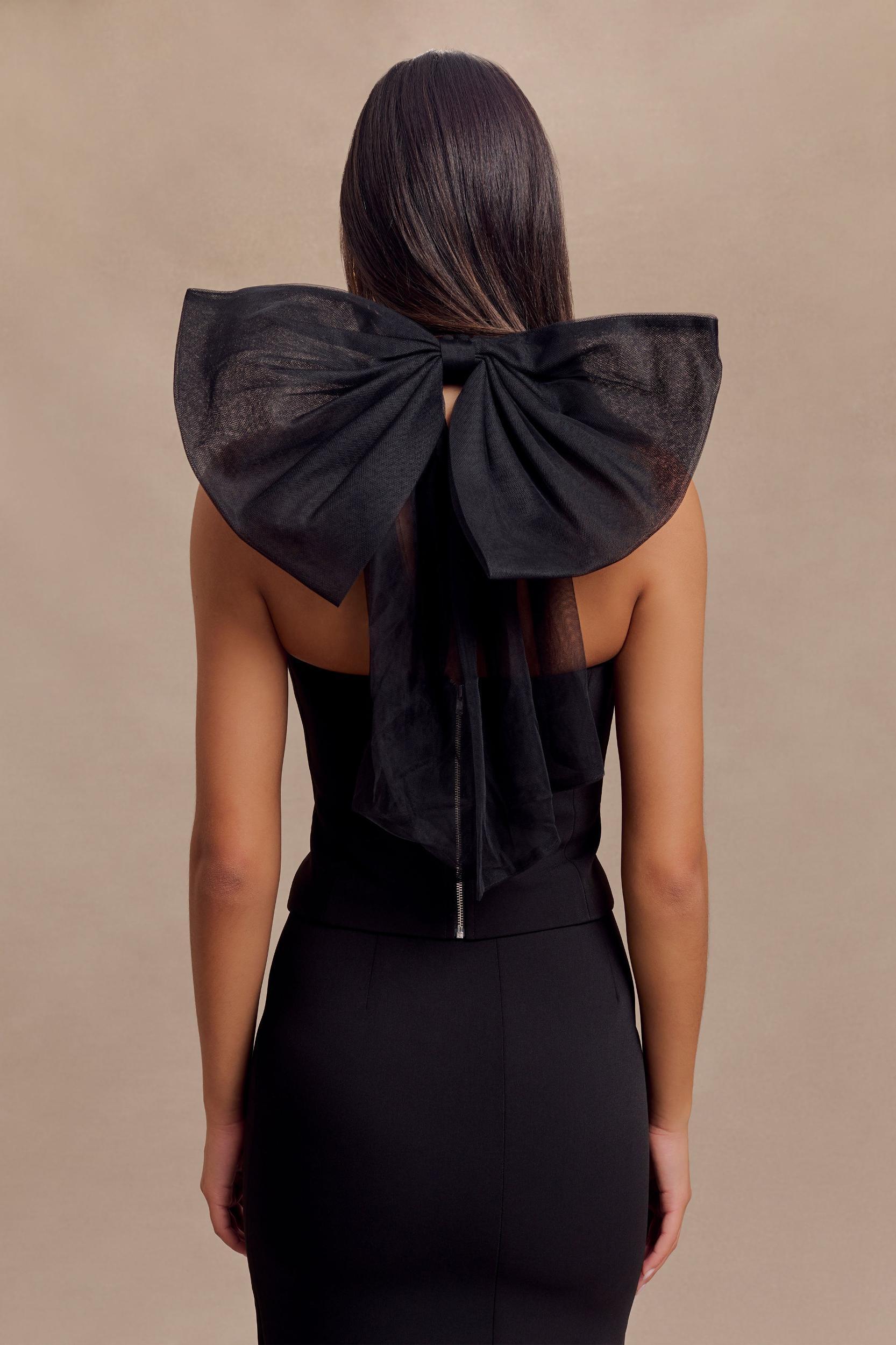 Maryam Tulle Bow Top -  Black Product Image