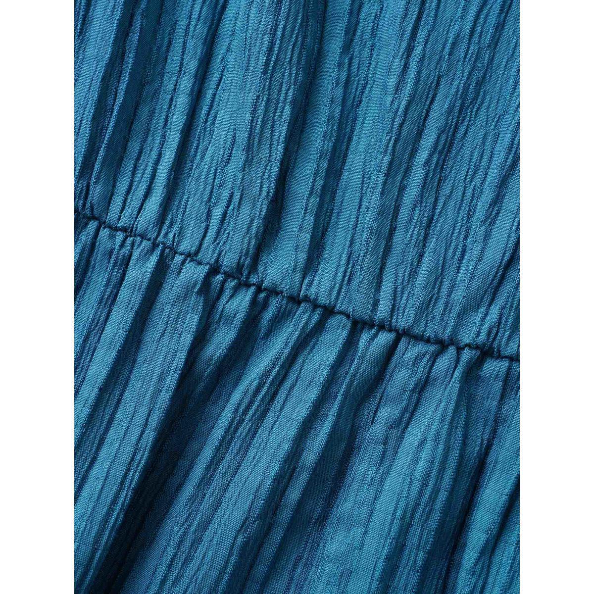Plus Size Textured Tiered Ruffle Cap Sleeve Dress Mediumblue Women Elegant Ruffles Round Neck Cap Sleeve Curvy BloomChic 18-20/2X Product Image