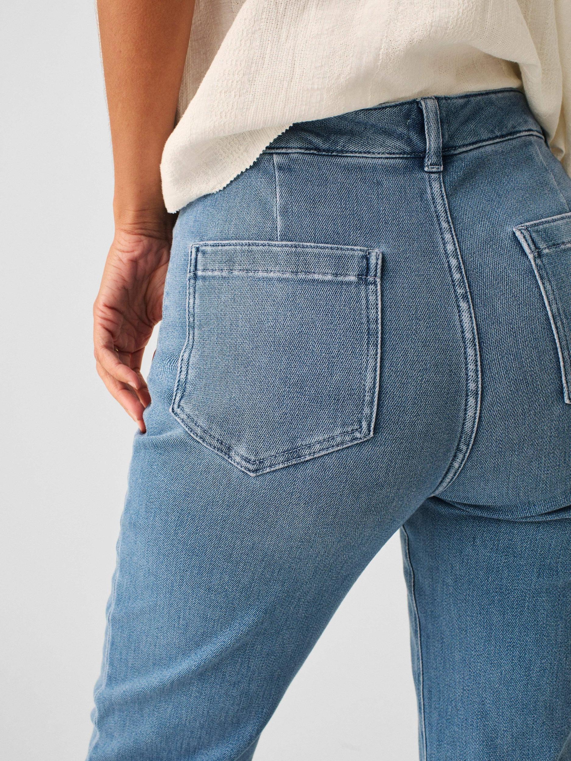 Stretch Terry Patch Pocket Pant - Mid Wash Female Product Image