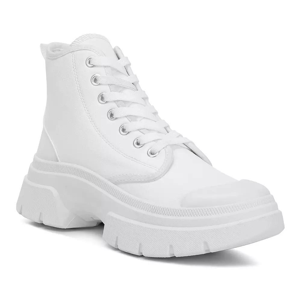 London Rag Roxane Women's Chunky Lace Up Boots, Size: 7, White Product Image