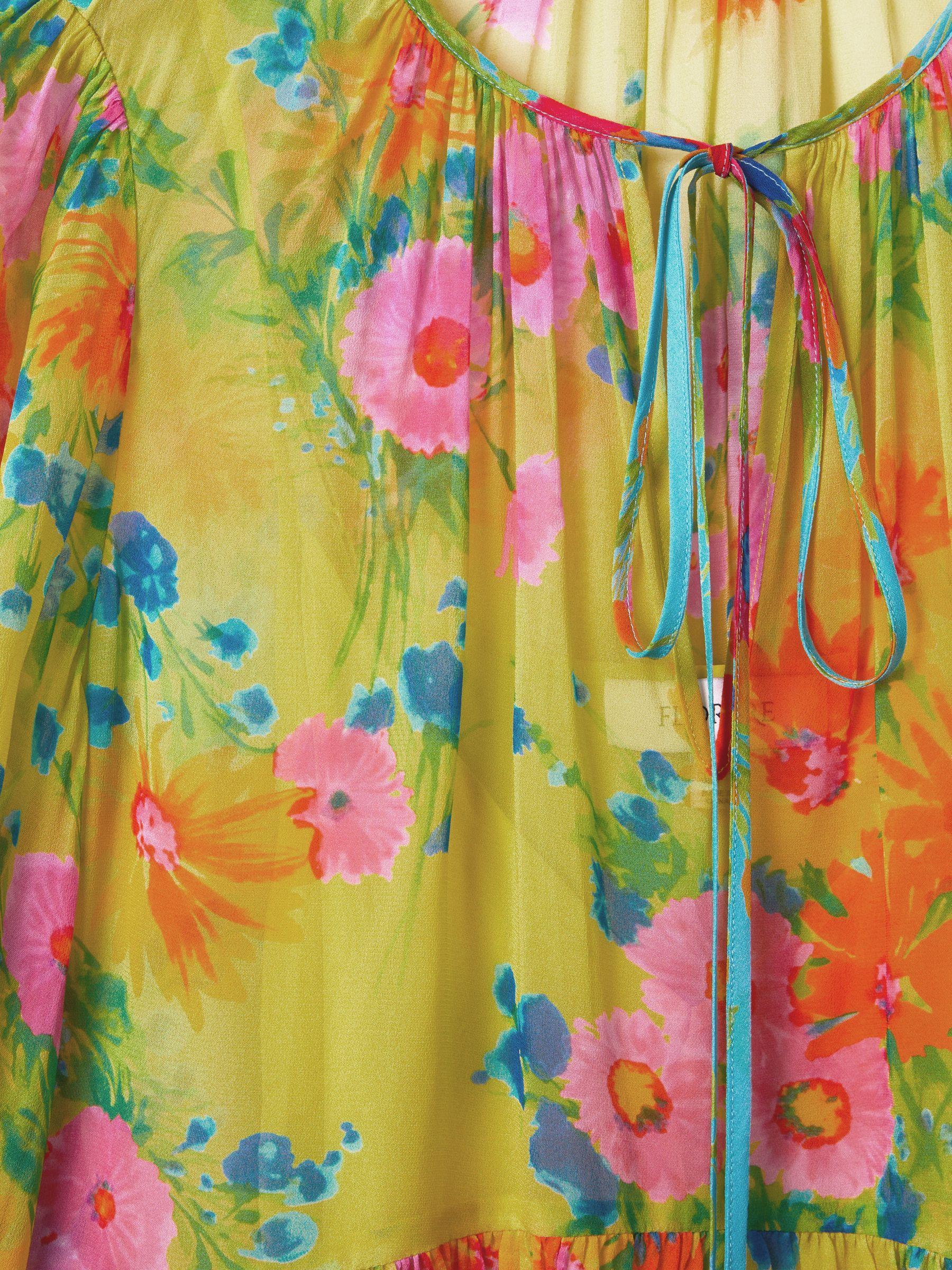 Florere Printed Tie Neck Blouse in Lime Product Image