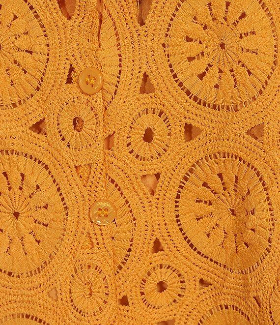 Skies Are Blue Plus Size V-Neck Crochet Mini Dress Product Image