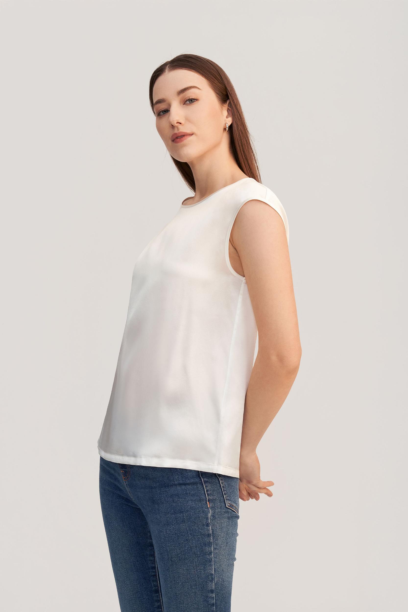 Basic Cap Sleeves Silk Tee Product Image