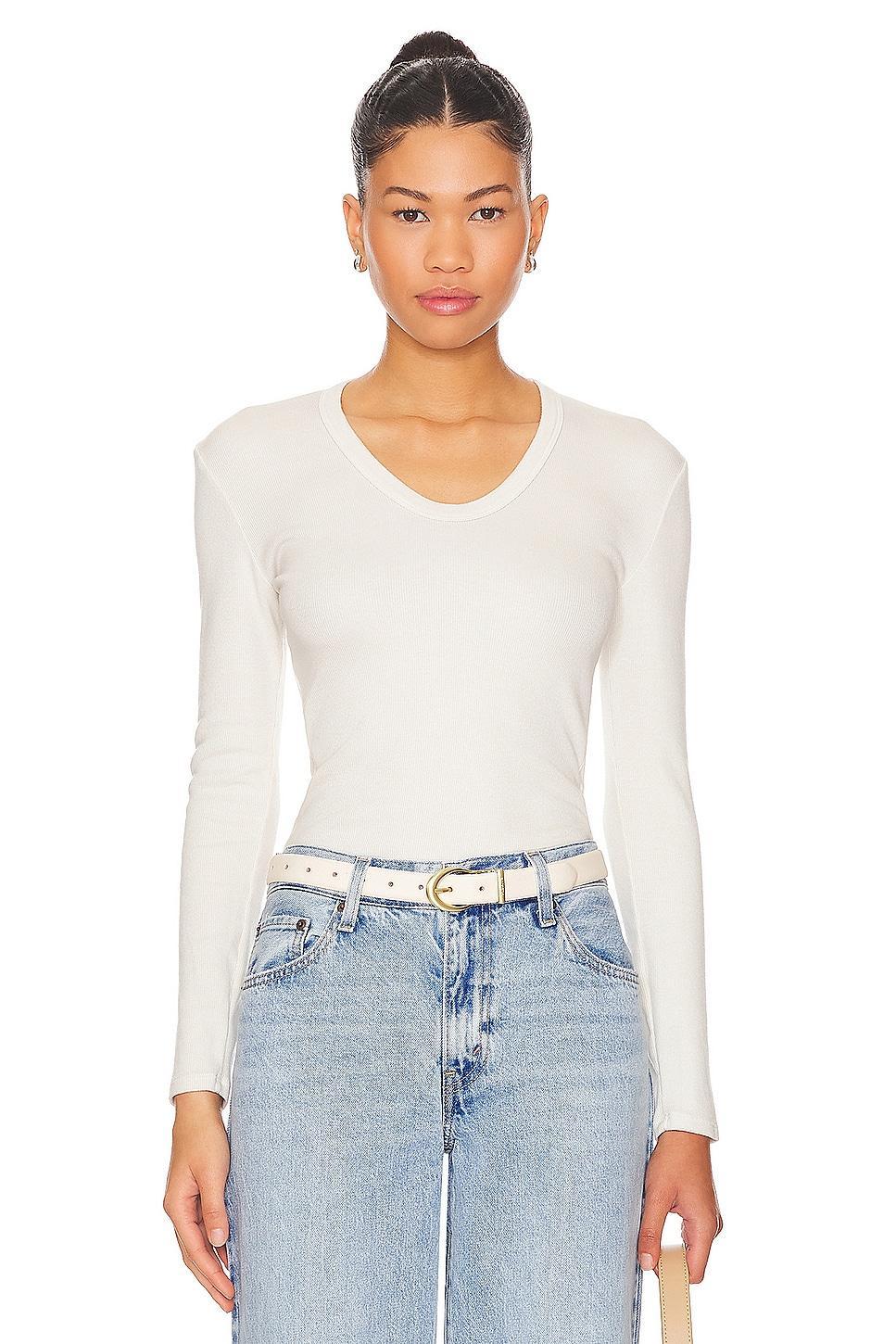 U Neck Rib Long Sleeve perfectwhitetee Product Image