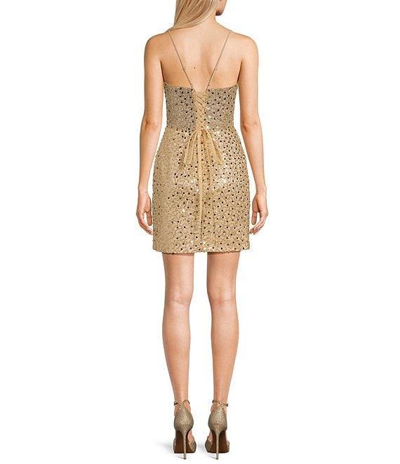 GB Social V-Neck Textured Sequin Dress Product Image
