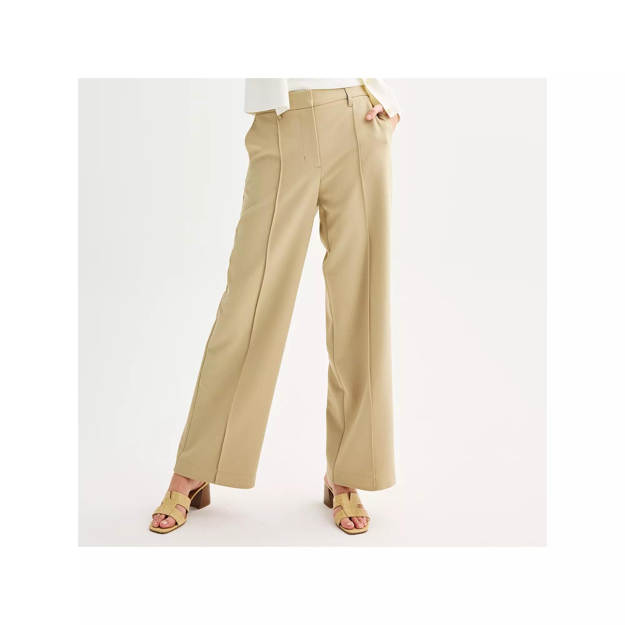 Women's Nine West High-Rise Wide Leg Trousers, Size: Large, Australian Wood Product Image