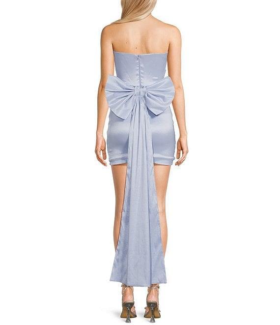 Allison & Kelly Strapless Taffeta Bow Back With Detachable Train Mini Dress Product Image