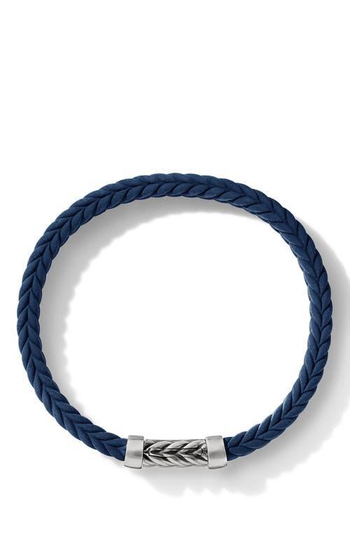 David Yurman Mens Chevron Bracelet in Black Rubber with Sterling Silver, 6mm Product Image