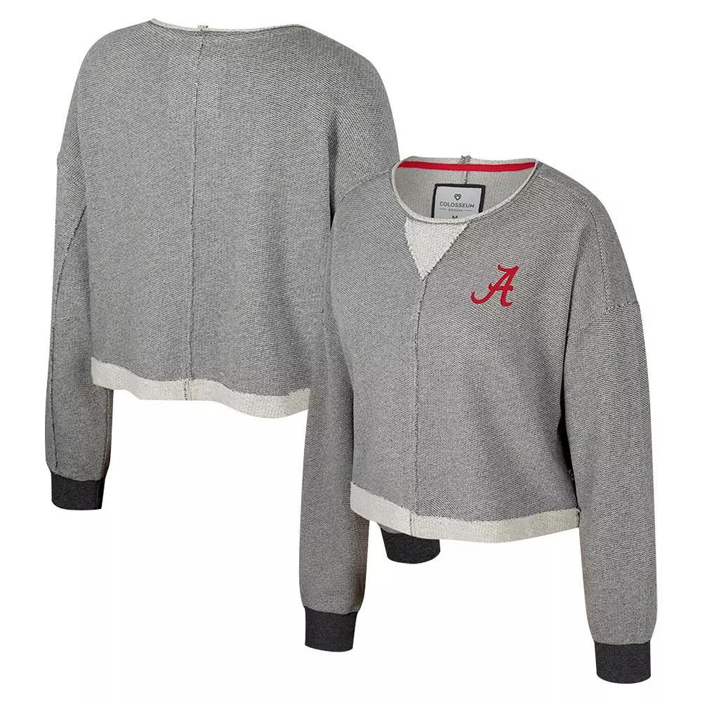 Women's Colosseum Charcoal Alabama Crimson Tide Magnum Scoop Neck Cropped Pullover Sweatshirt, Size: Large Product Image
