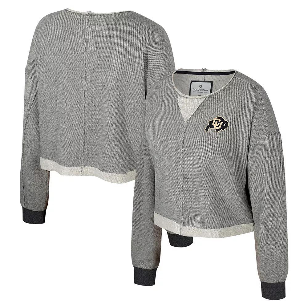 Women's Colosseum Charcoal Colorado Buffaloes Magnum Scoop Neck Cropped Pullover Sweatshirt, Size: XL Product Image