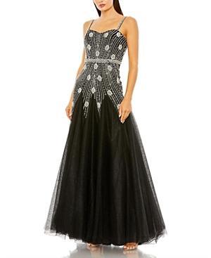 Mac Duggal Slim Strap Embellished Bustier Gown Product Image
