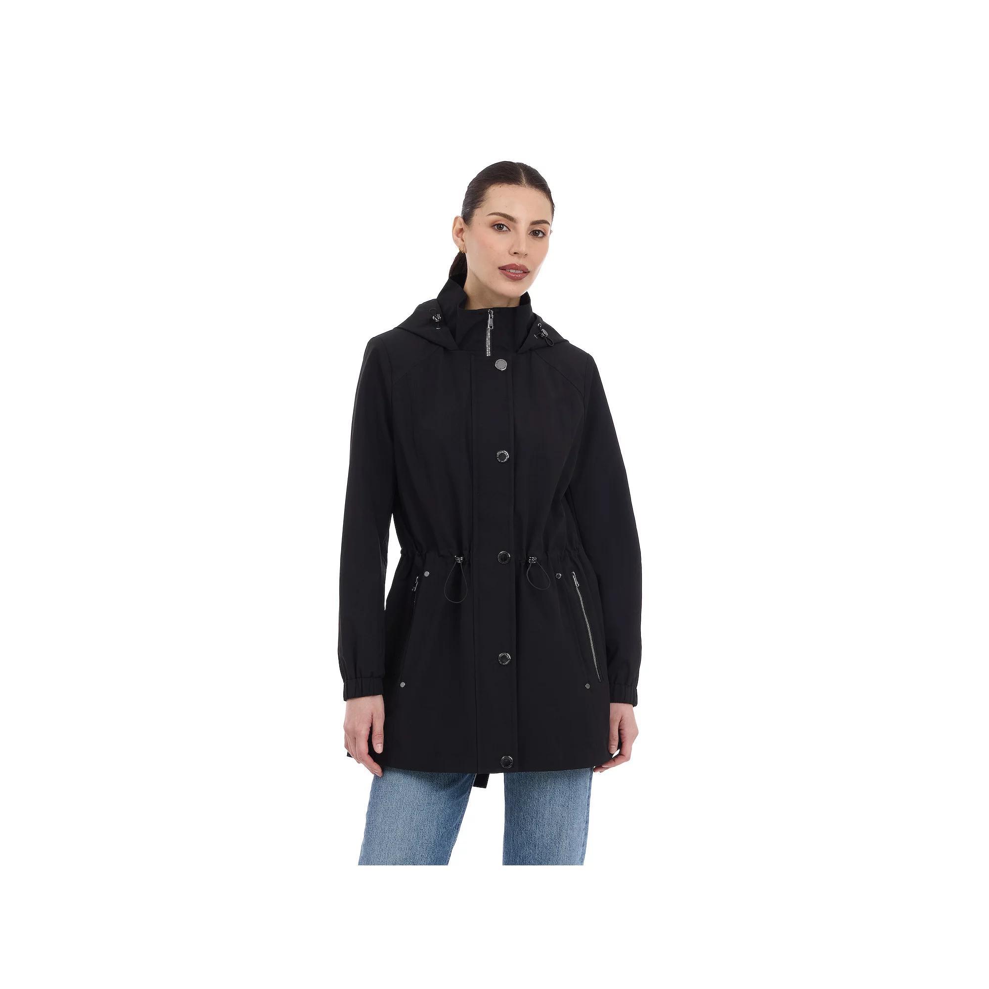 Women's London Fog Snap-Front Removable Hood Anorak Jacket, Size: Small, Black Product Image