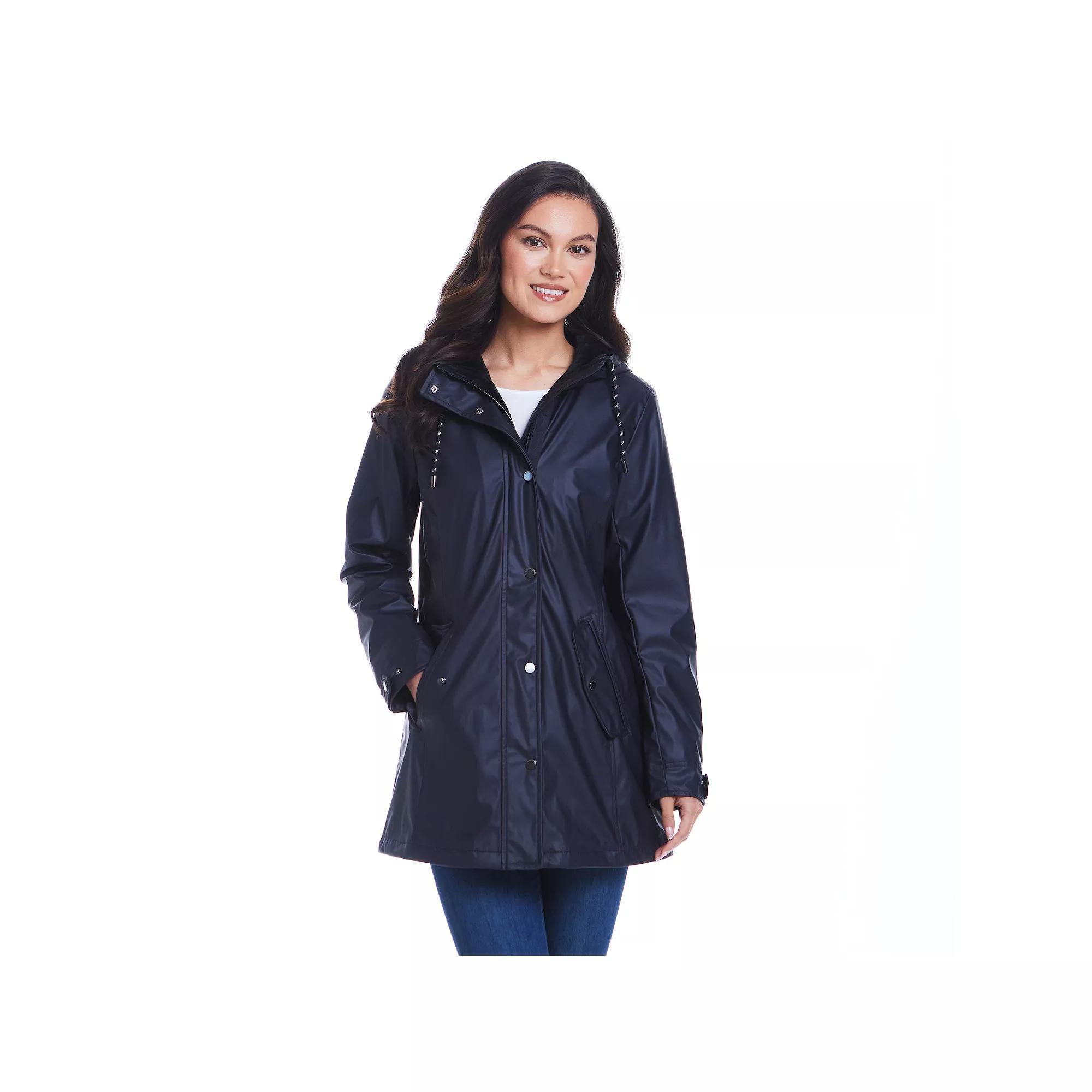 Women's Weathercast Hooded Midweight Rain Jacket, Size: Small, Dark Purple Product Image