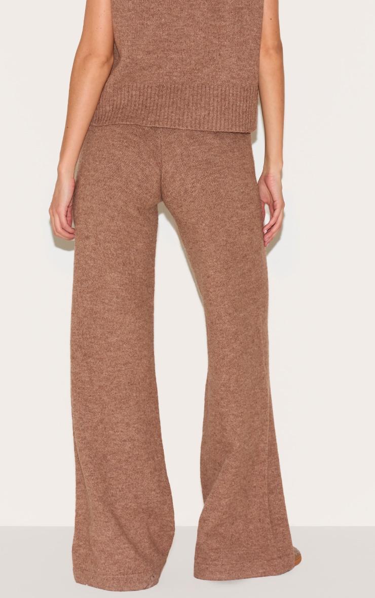 Mocha Marl Soft Knit Wide Leg Pants Product Image