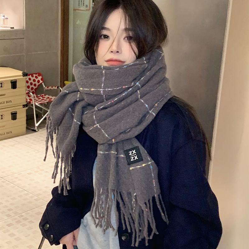 Plaid Fringed Scarf Product Image