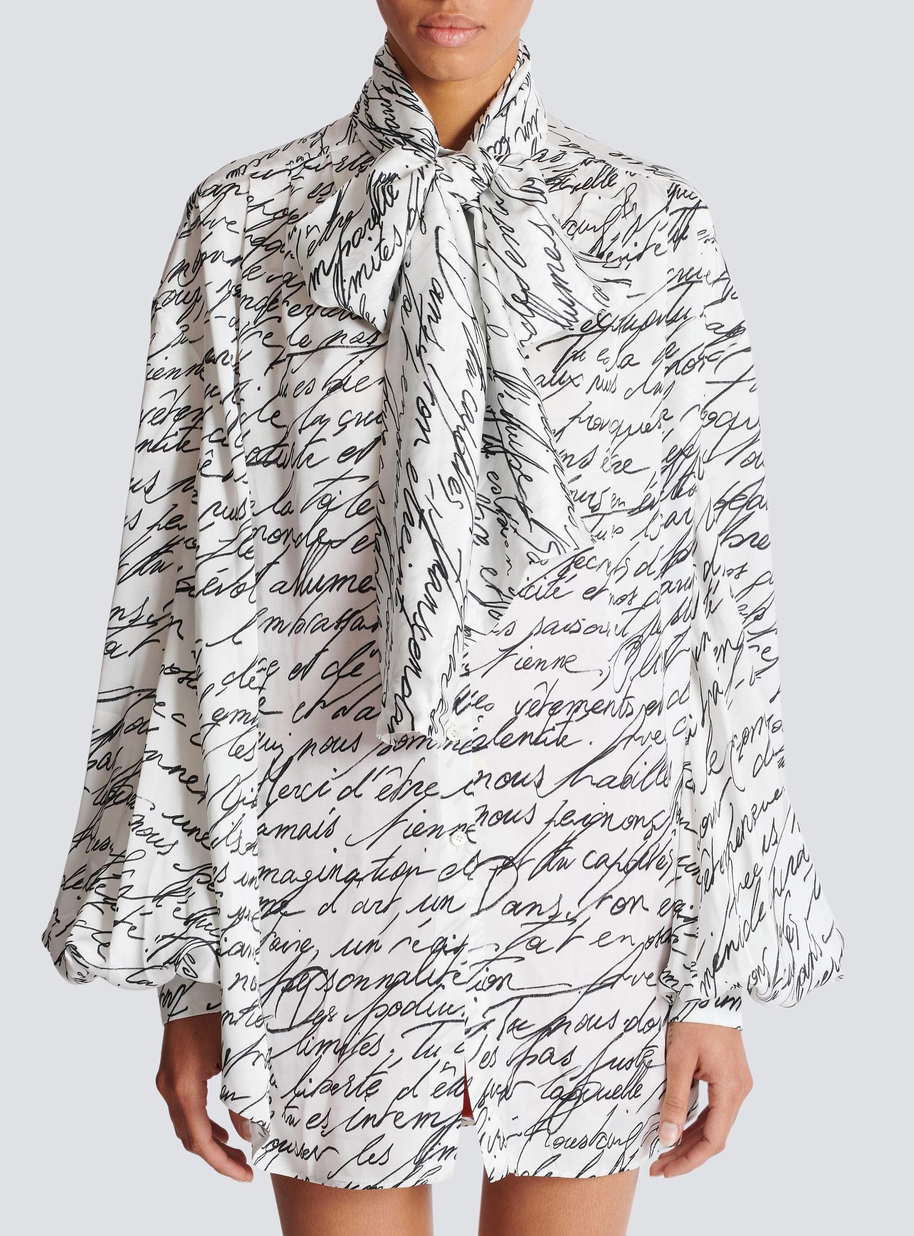 Pussy-bow shirt with "Love Letter" print Product Image