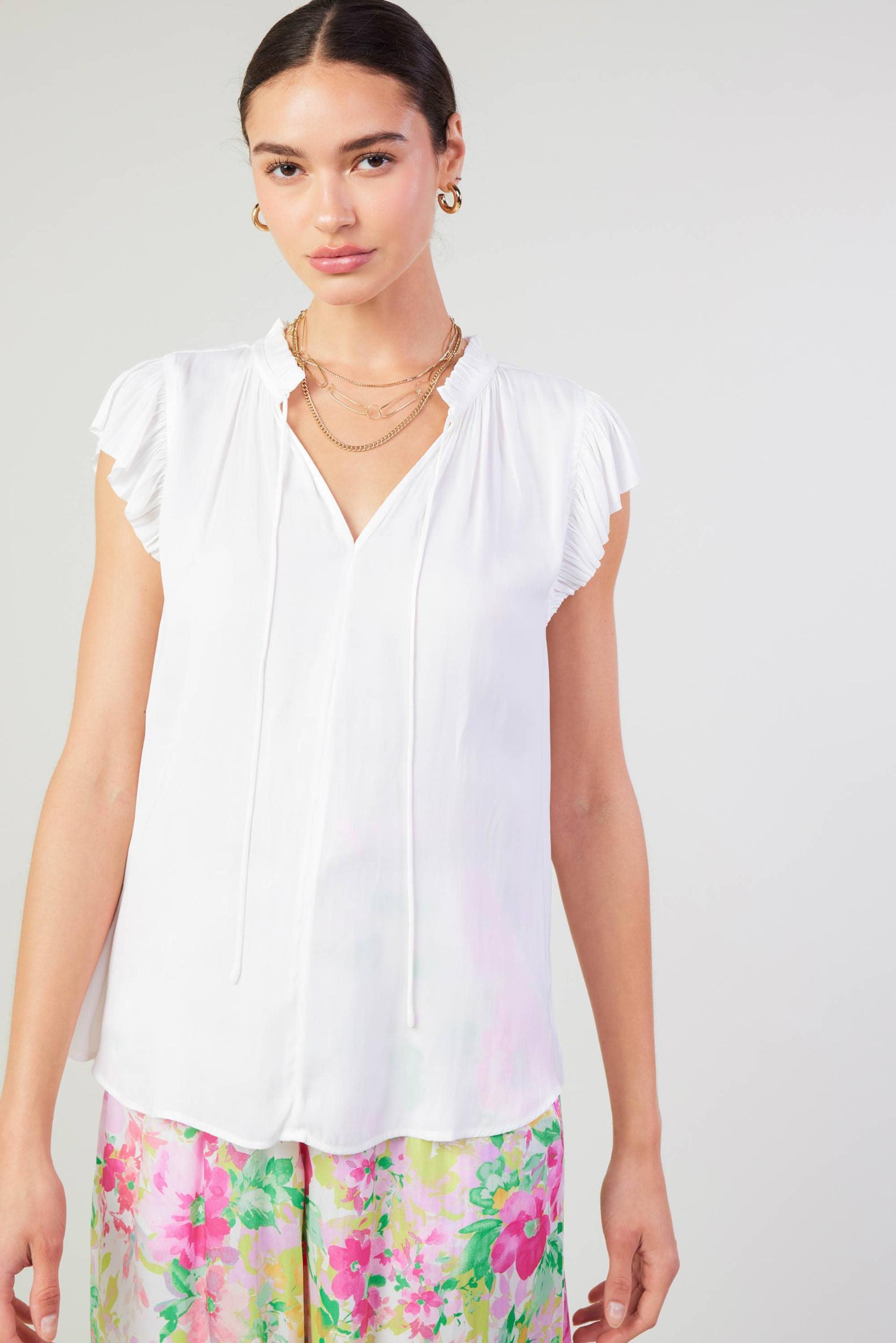 Melany Ruffle Blouse - white Product Image