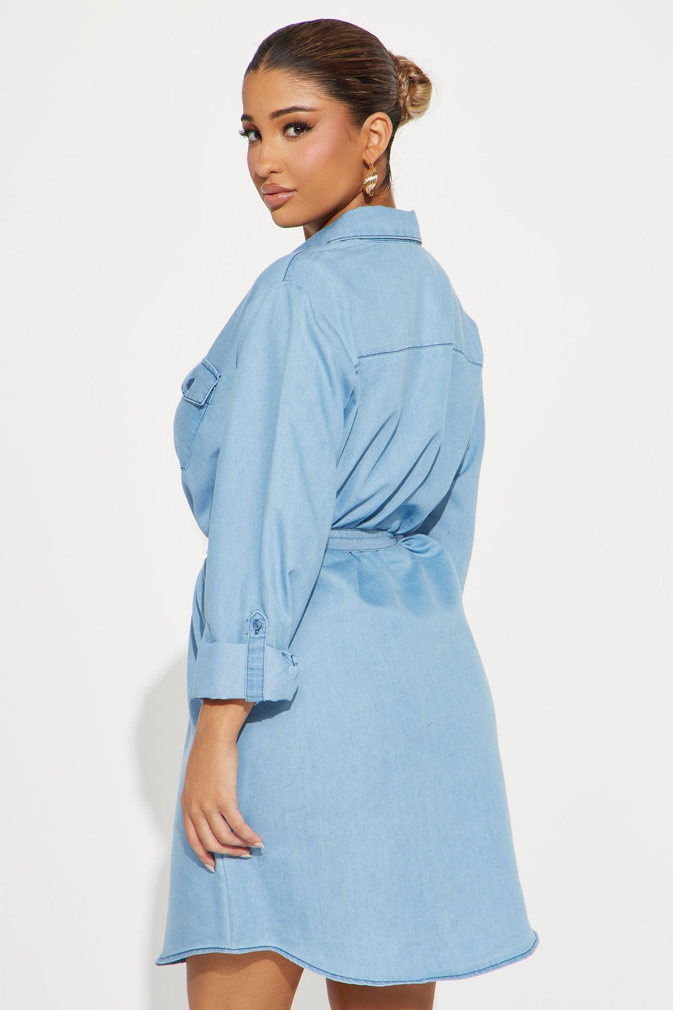 Denise Chambray Shirt Dress - Light Wash Product Image