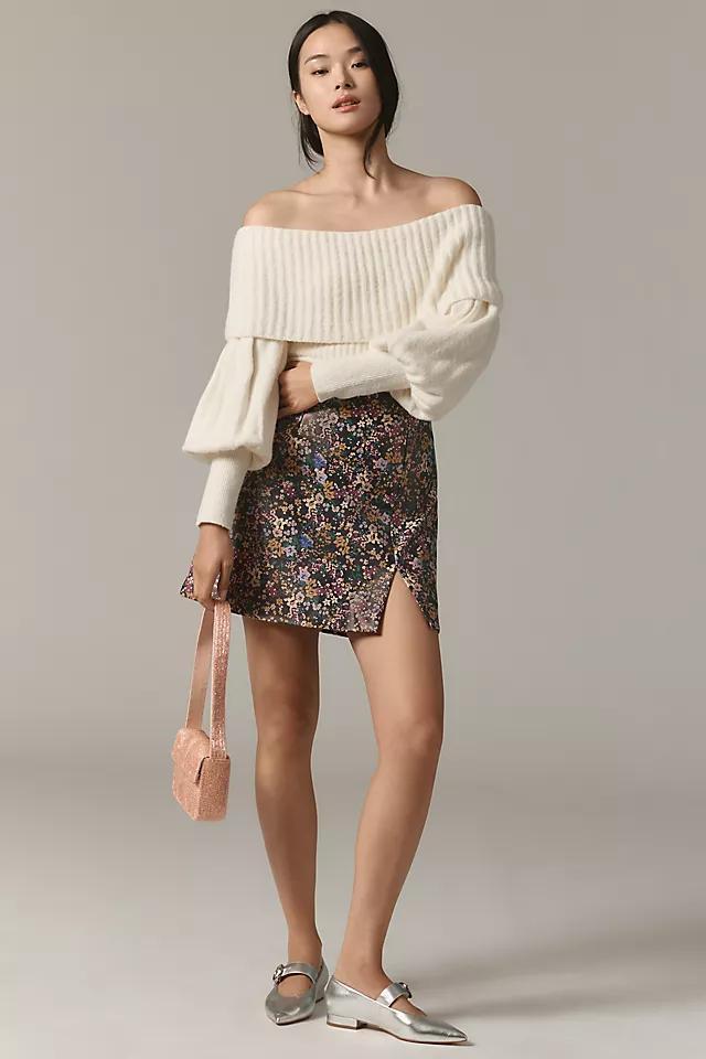 Maeve Faux-Leather Side-Slit Micro Mini Skirt Product Image