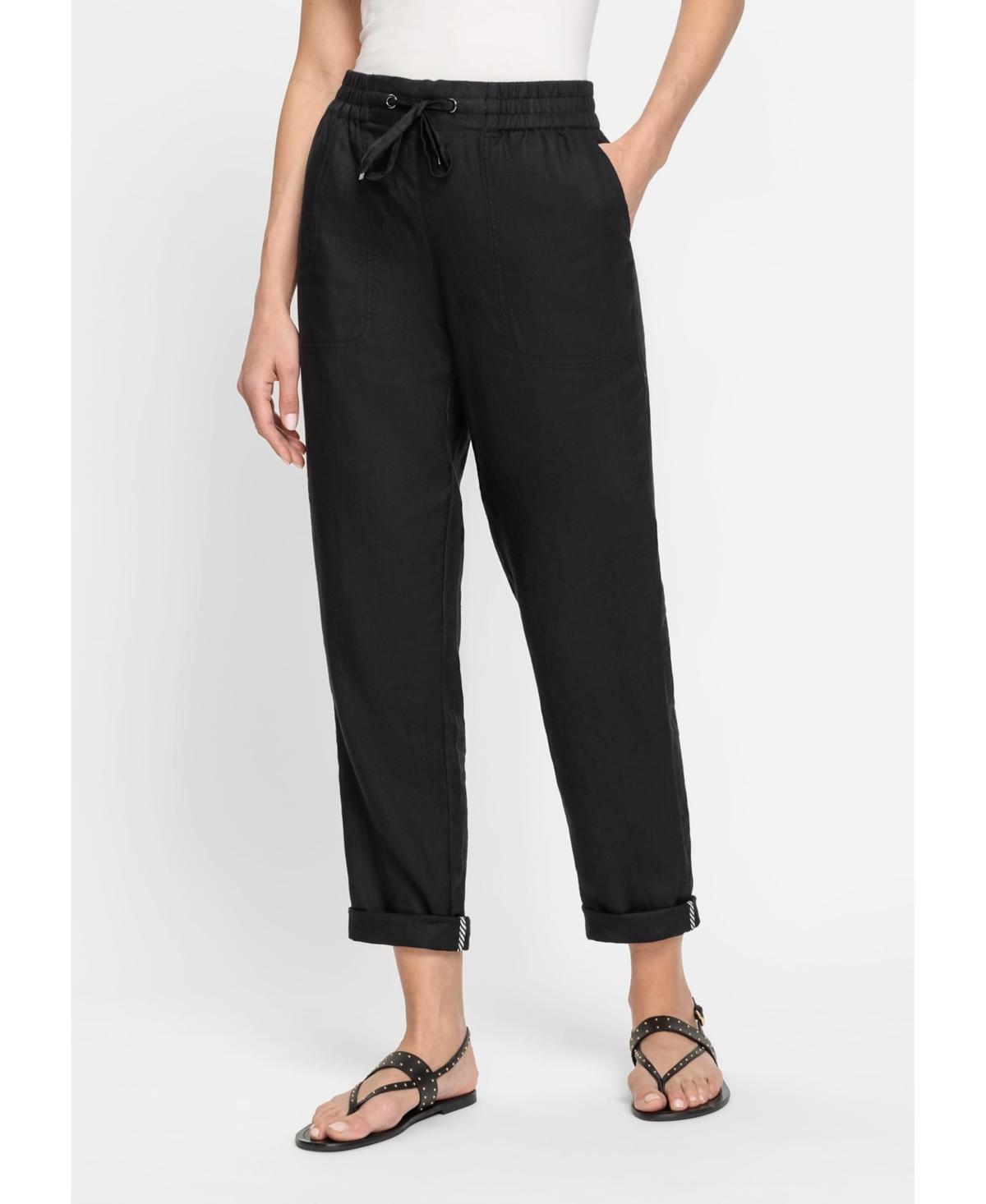 Olsen Womens Lisa Fit Straight Leg 100% Linen Drawstring Pant Product Image