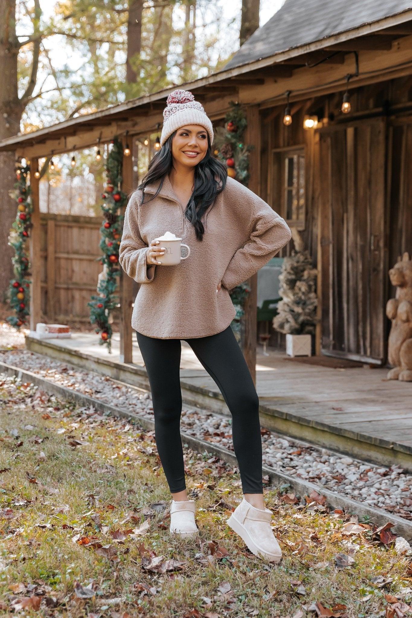 Mocha Sherpa Zip Up Jacket - FINAL SALE Female Product Image