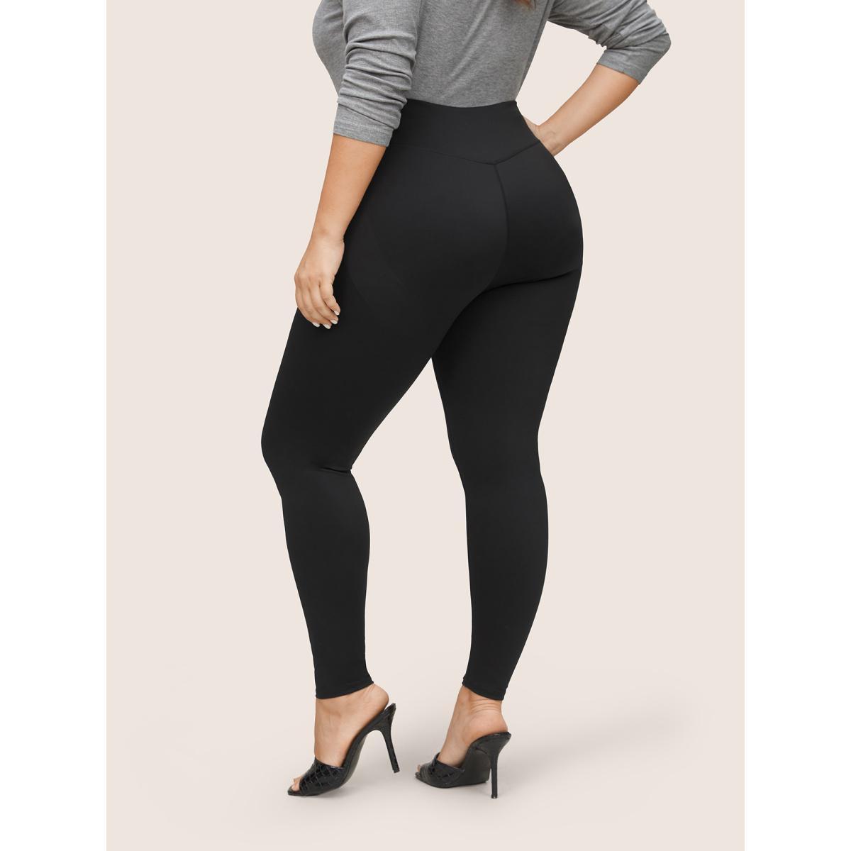 Plus Size Solid Seamless Butt Lifting High Rise Leggings Women Black Casual High stretch Skinny High Rise Dailywear Leggings BloomChic 10/M Product Image