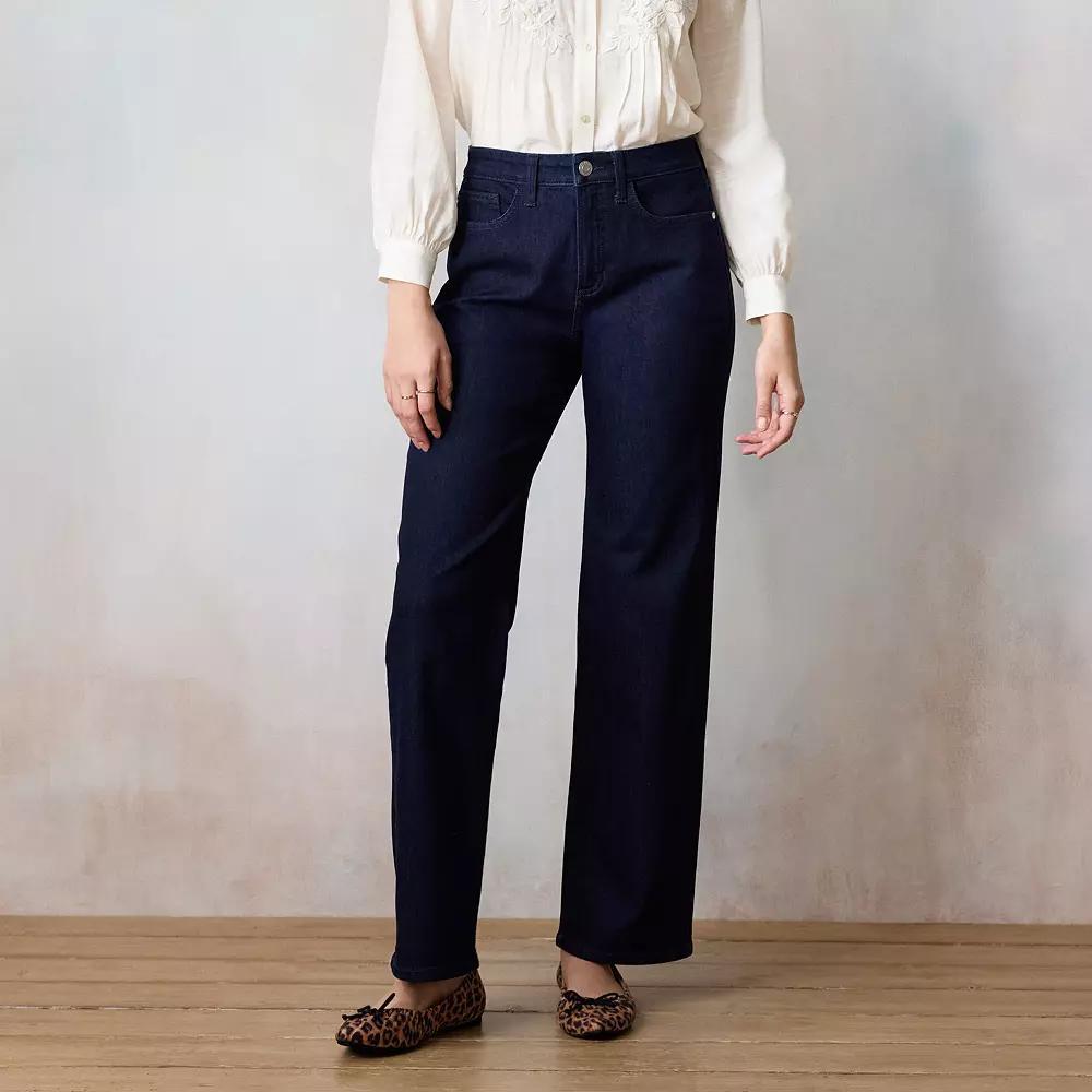 Women's LC Lauren Conrad Super High-Rise True Straight Jeans, Size: 12, Dark Rinse Blue Product Image