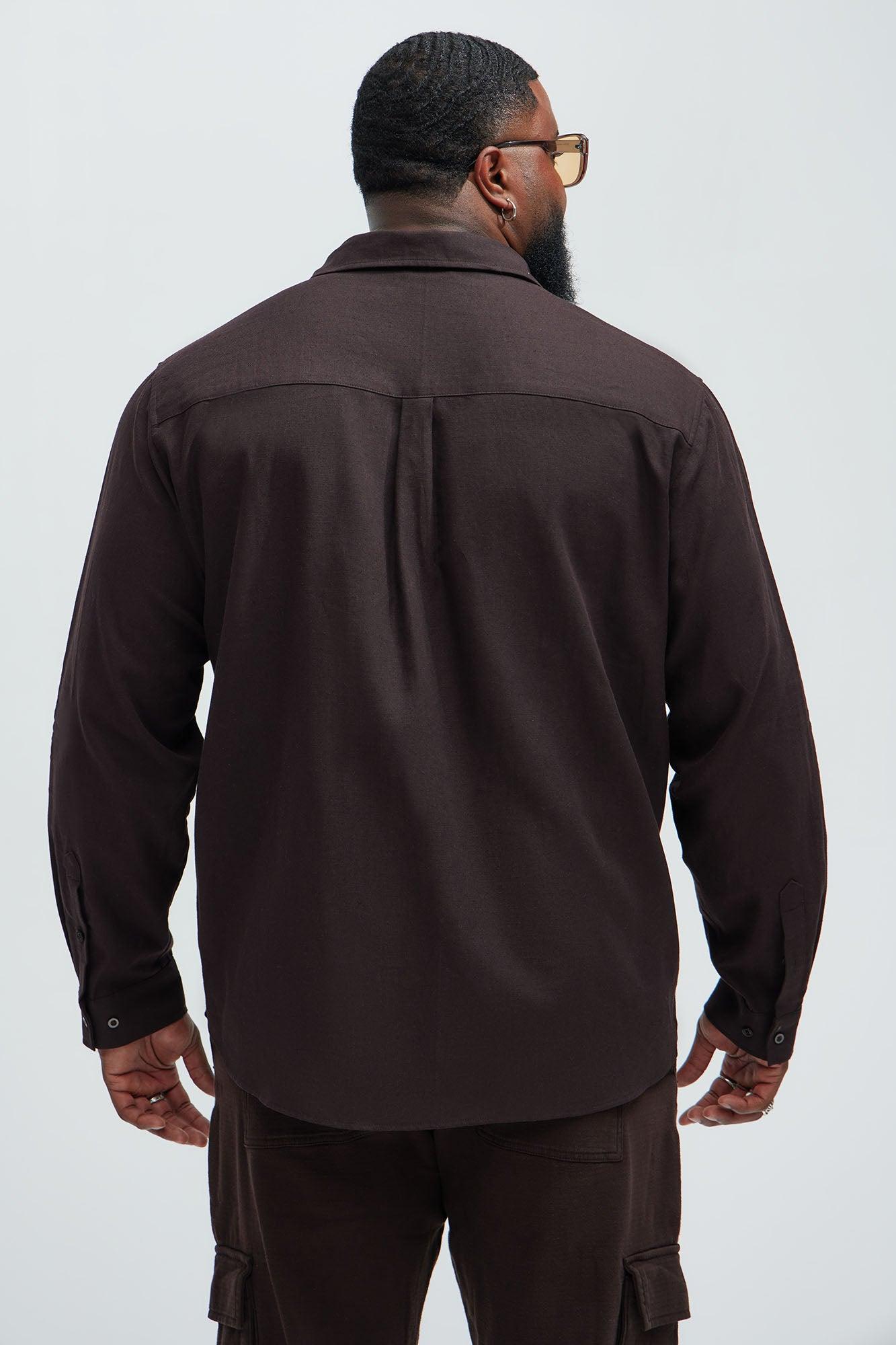 Bahamas Linen Single Pocket Long Sleeve Shirt - Brown Product Image