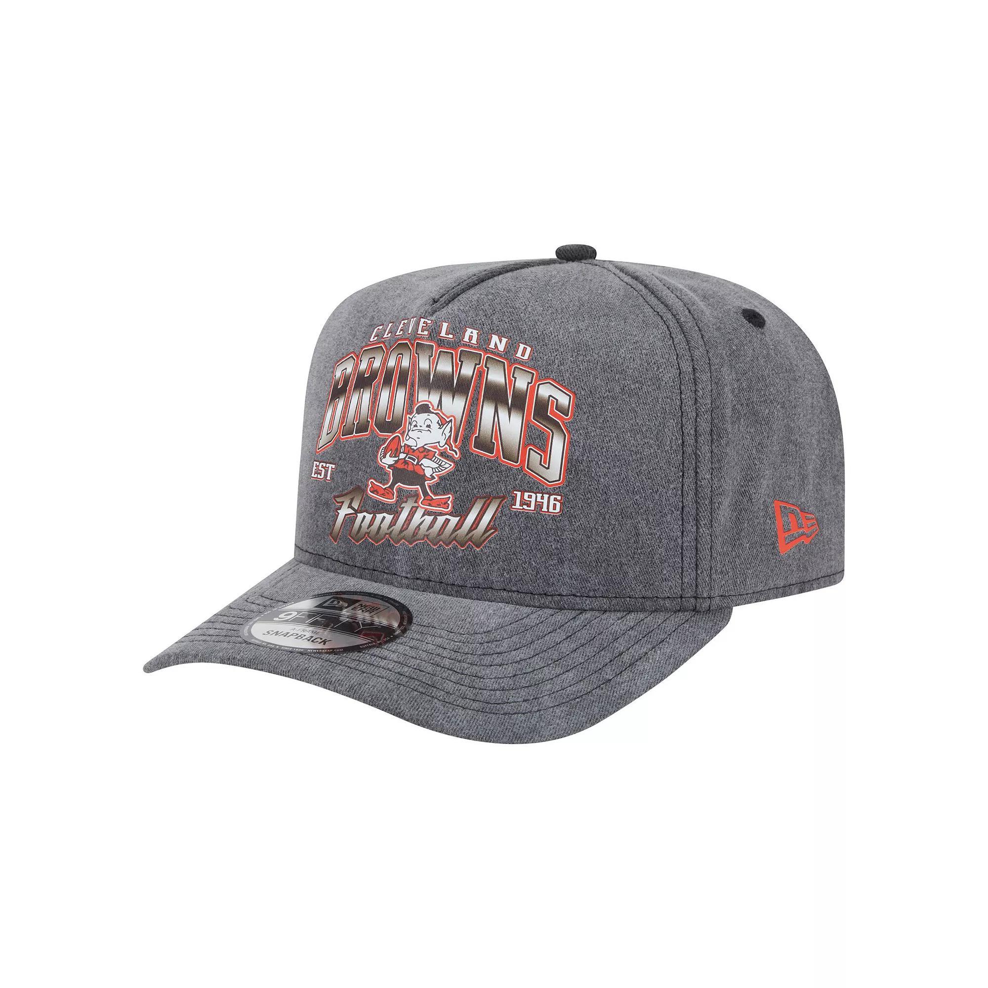 Men's New Era  Black Cleveland Browns Throwback Washed A-Frame 9FIFTY Snapback Hat Product Image