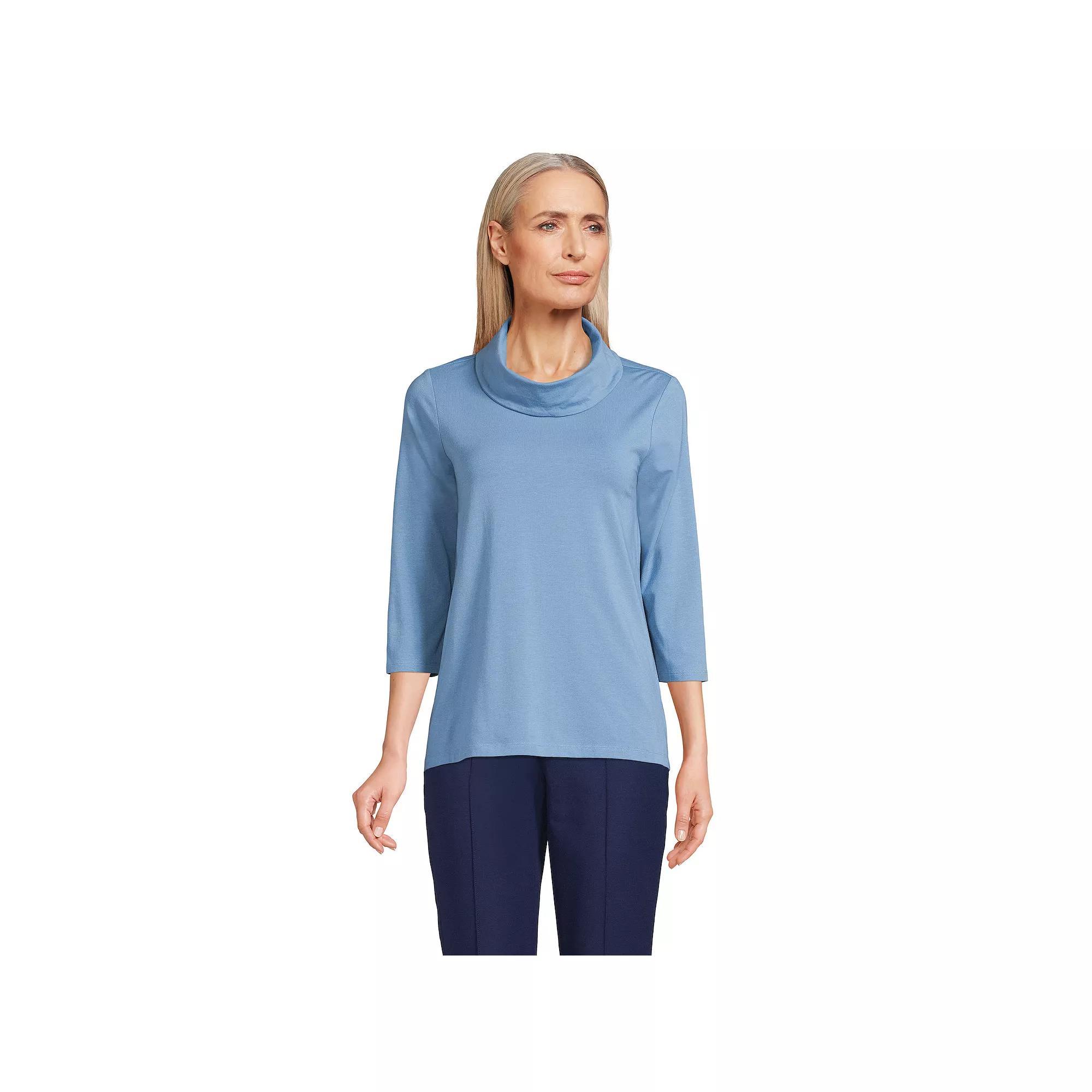 Women's Lands' End Lightweight Jersey Cowl Neck Top, Size: Large, Purple Cloud Product Image