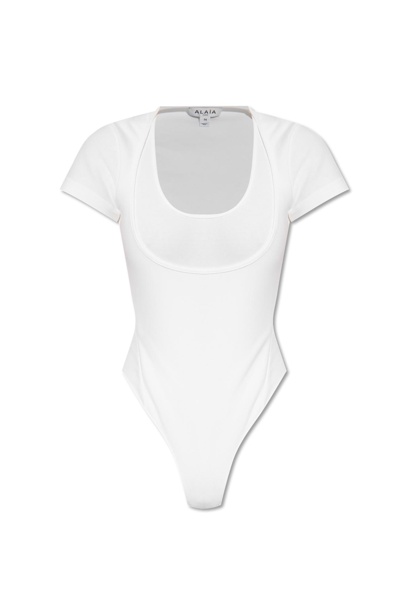 ALAÏA T-shirt Bodysuit In White Product Image