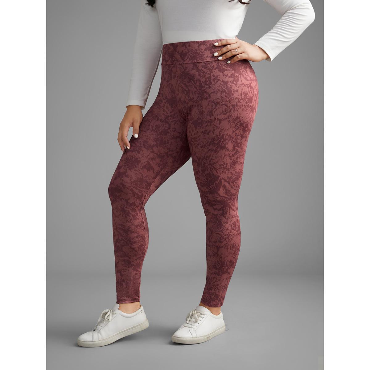 Plus Size Textured Mid Rise Skinny Leggings Women Rouge Elegant High stretch Skinny Mid Rise Everyday Leggings BloomChic 14-16/1X Product Image
