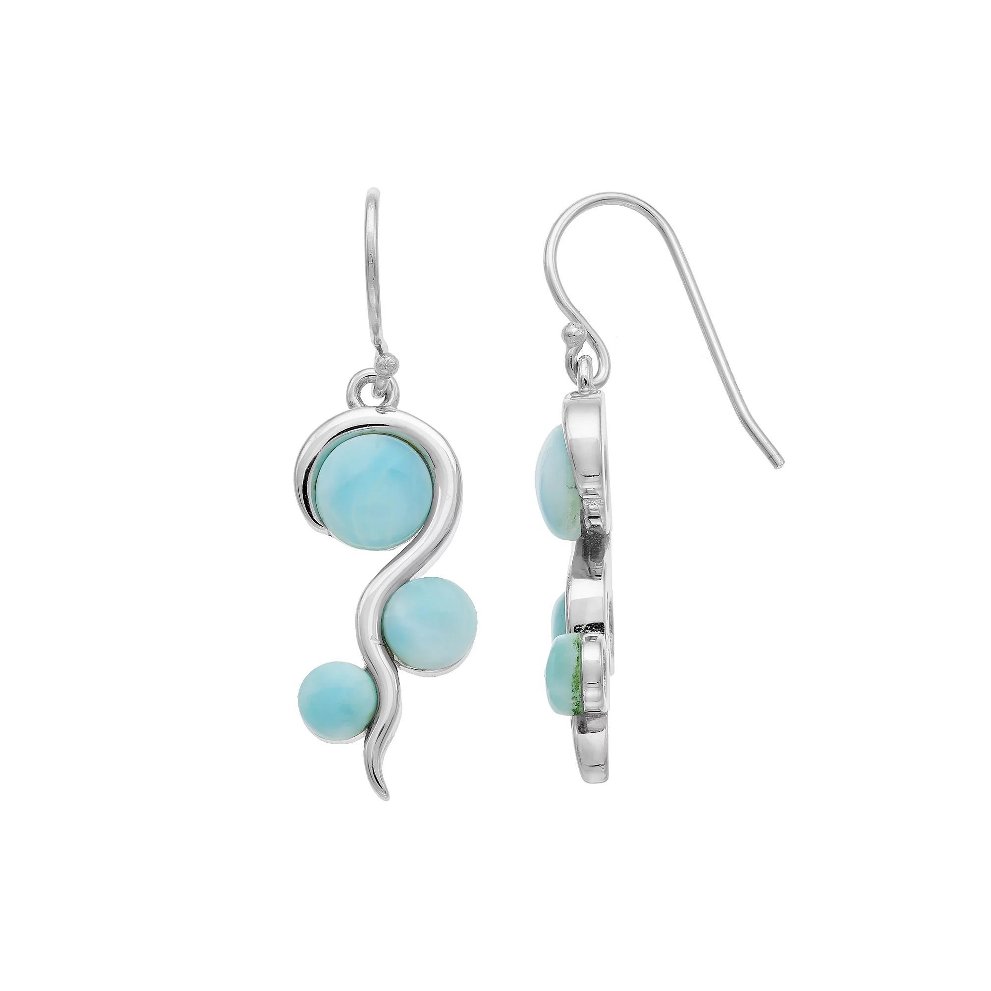 Sterling Silver Larimar Swirl Drop Earrings, Women's Product Image