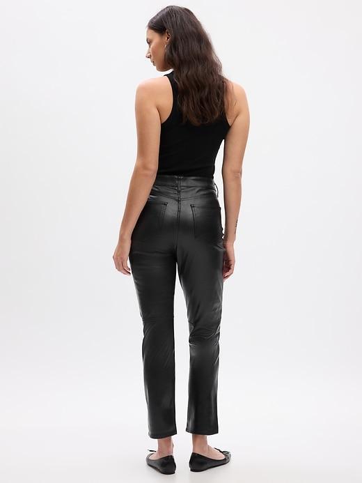 High Rise Vegan Leather Vintage Slim Pants Product Image