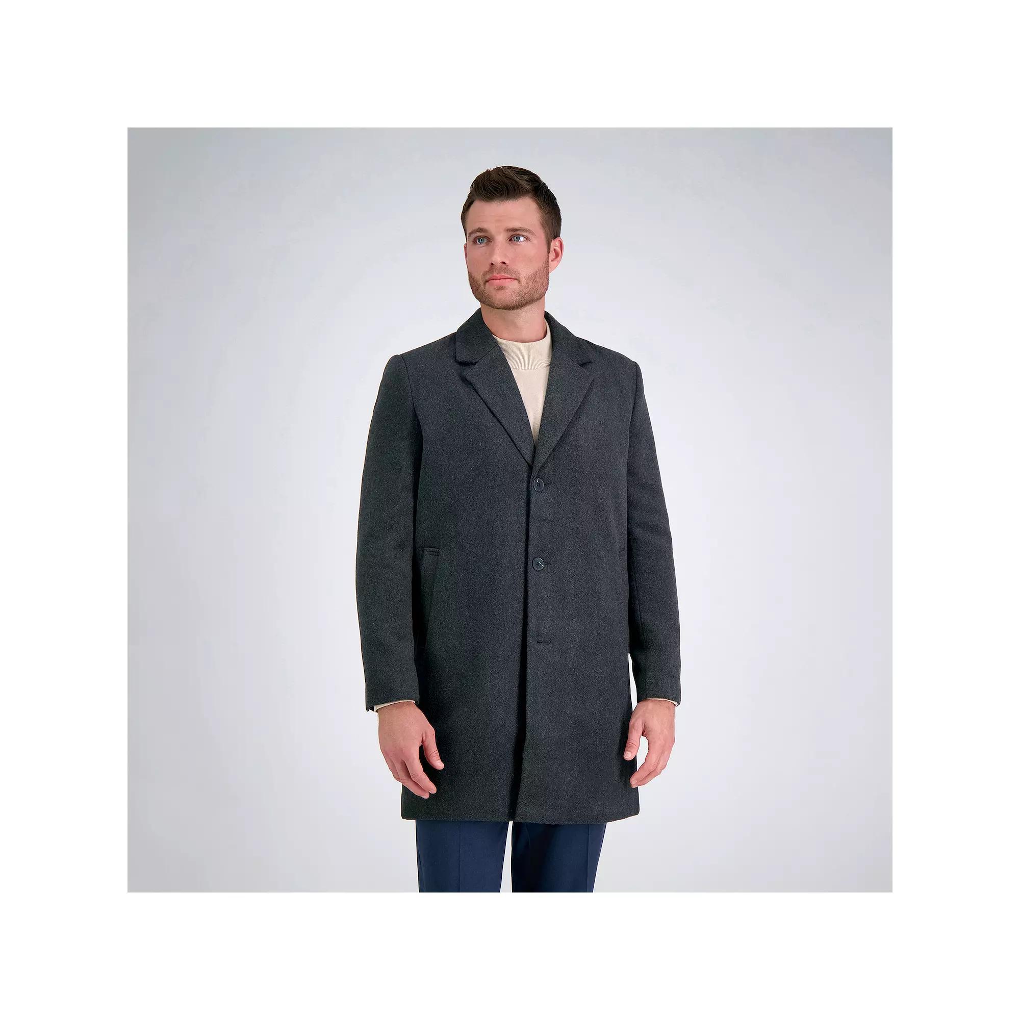 Men's Haggar Mid-Length Single Breasted Brushed Twill Topcoat, Size: Medium 40-42, Black Product Image