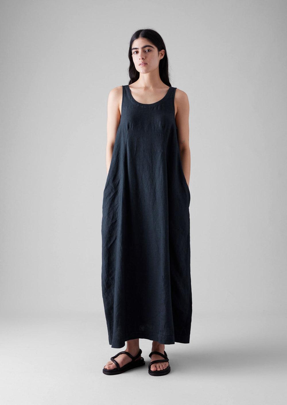 Garment Dyed Linen Easy Dress | Midnight Product Image