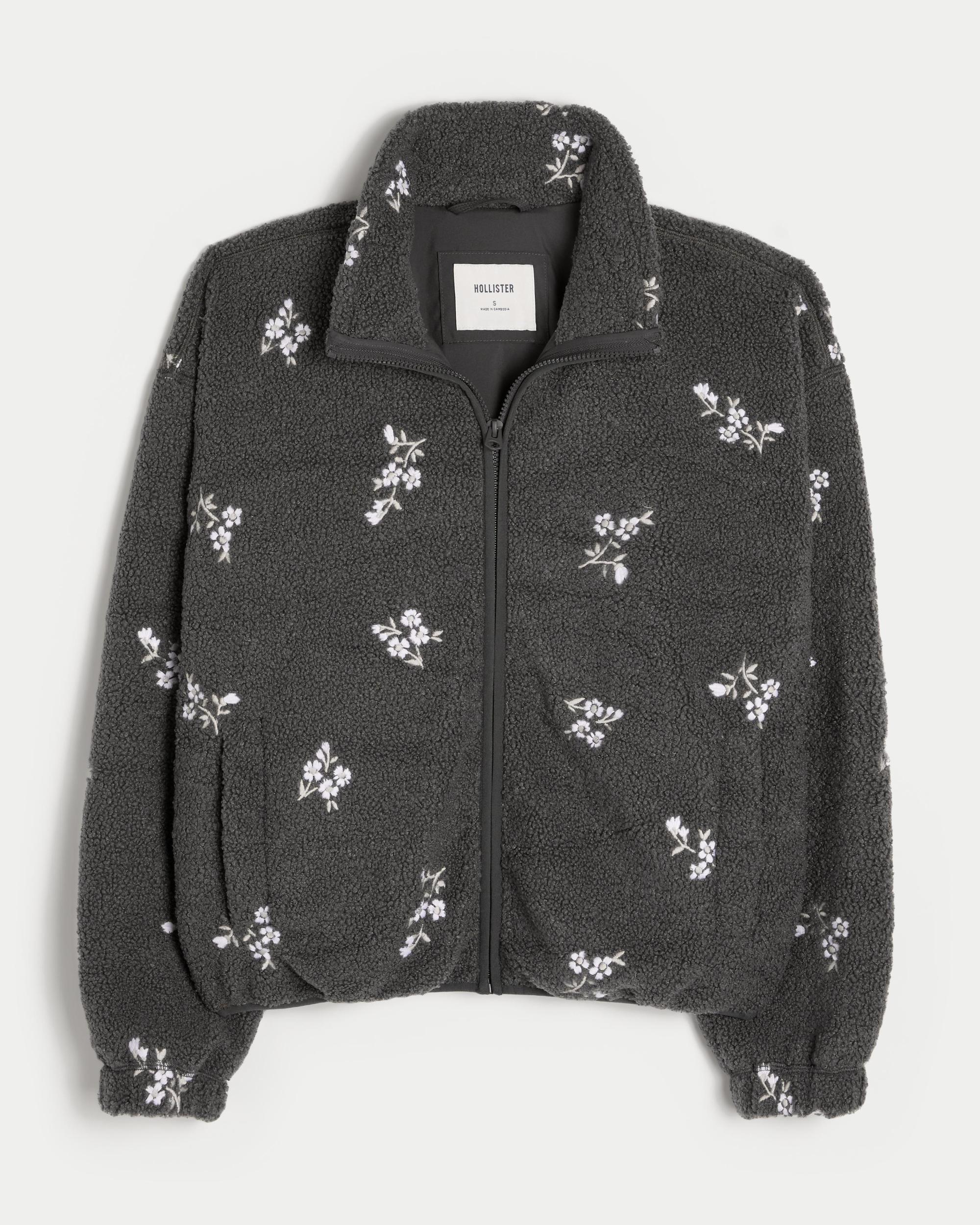 Embroidered Sherpa Fleece Jacket Product Image