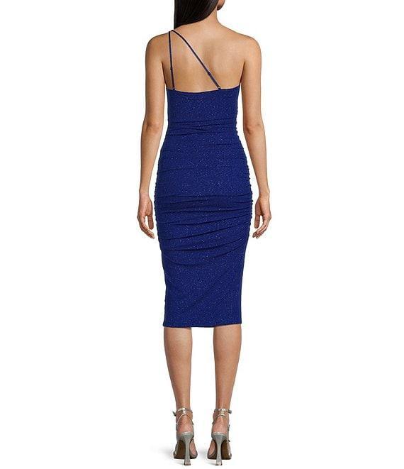 Honey and Rosie One-Shoulder Glitter Knit Midi Dress Product Image