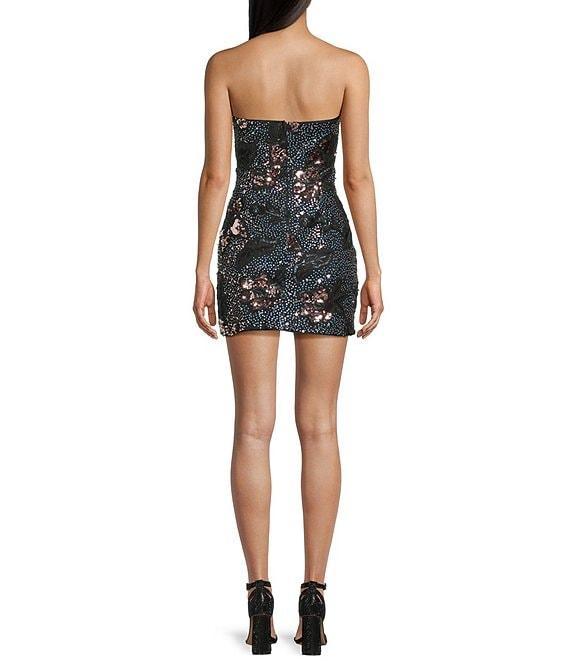 Lulus Floral Sequin Strapless Bodycon Mini Dress Product Image
